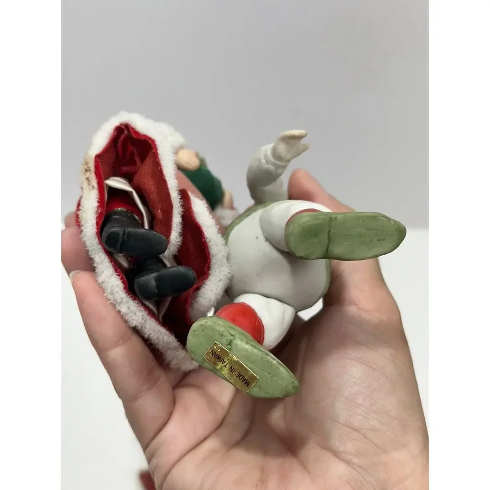 Vintage lot 6 Tree ornaments Christmas Santa Claus Couple Resin Ceramic 70’s80’s